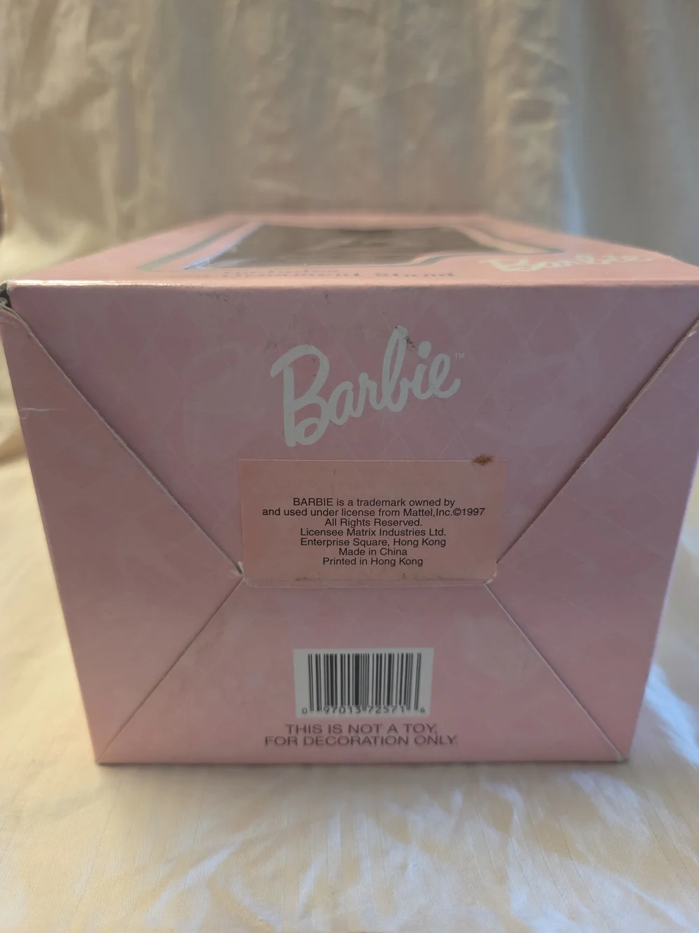 Vintage 1997 Holiday Barbie 4 In Decoupage Ornament W Stand
